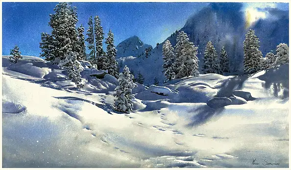 Michał Suffczyński, Alpe Cermis, Akwarele - papier, 60 x 40