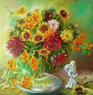 Maria Roszkowska - Jesienny bukiet z aniołkiem