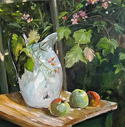 Ewa Kościsz, Анемоны и горох, Масляная картина - , 46 x 55
