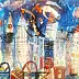 Dariusz Grajek, Des anges au-dessus de Manhattan..., Peinture acrylique, Peinture à l'huile - toile, 120 x 80