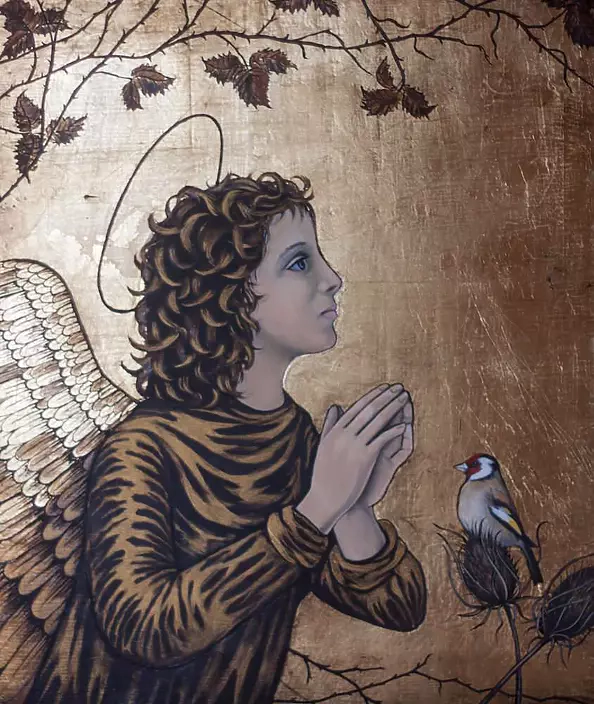 Anna Kloza Rozwadowska - Anioł Jesienny ze szczygłem