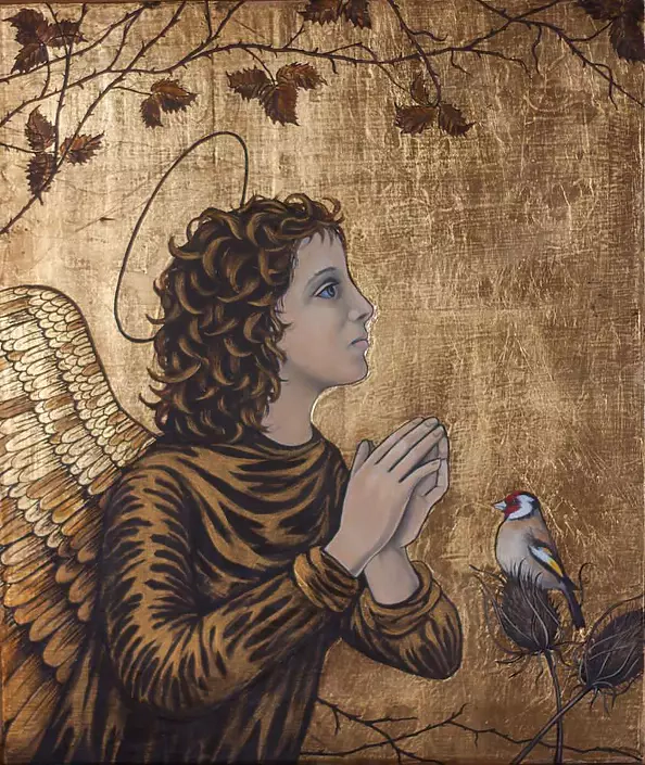 Anna Kloza Rozwadowska - Anioł Jesienny ze szczygłem