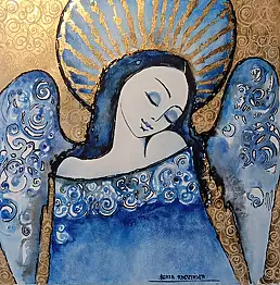 Beata Raczyńska, Blue Angel, Aquarelle - Papier, 20 x 20