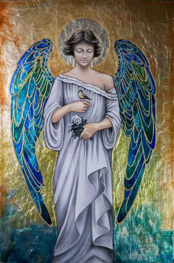 Anna Kloza Rozwadowska - Anioł Stróż ze skrzydłami witrażowymi