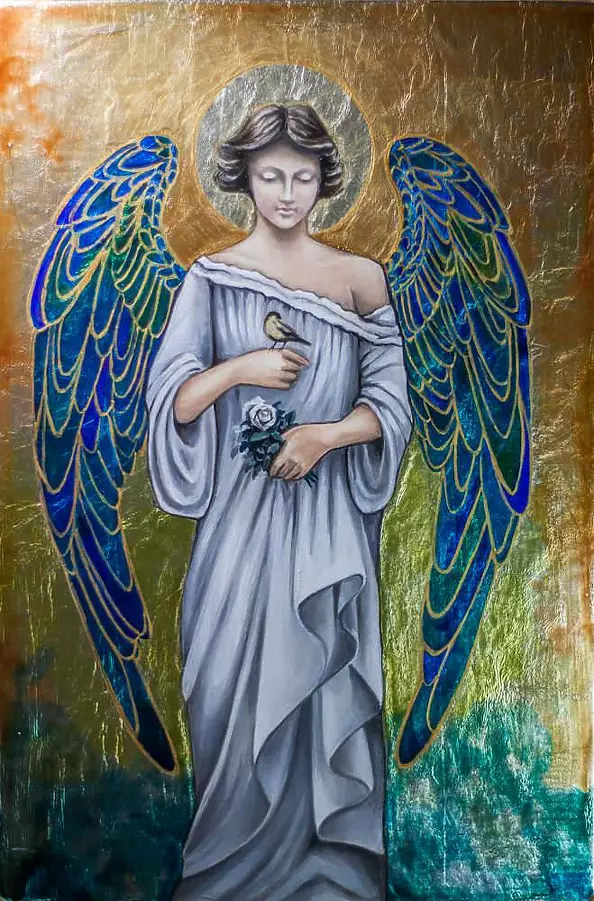 Anna Kloza Rozwadowska - Anioł Stróż ze skrzydłami witrażowymi