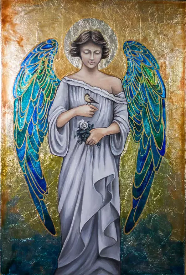 Anna Kloza Rozwadowska - Anioł Stróż ze skrzydłami witrażowymi