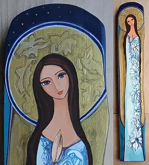   - Anioł pod Gwiazdami Ikona na dębowej desce pisana