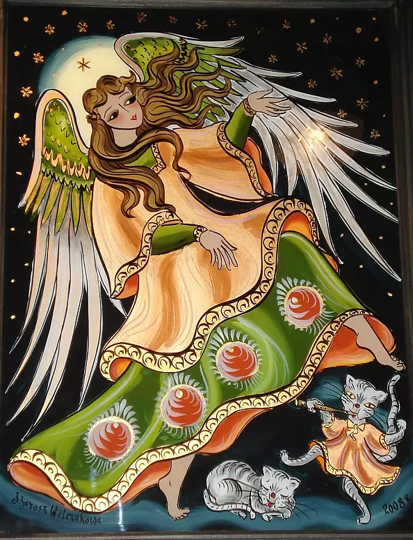Janina Walczak Budzicz - Angel dancing with cats