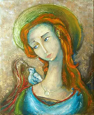 Anna Baryła - Engel mit einer Seele auf der Schulter des Engels mit Seele auf ihrem Arm