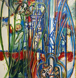 Eugeniusz Molski, anges, Peinture acrylique - toile, 70 x 100