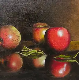 Jacek Łoziński, Jabłka, Obraz olejny - płótno, 40 x 25
