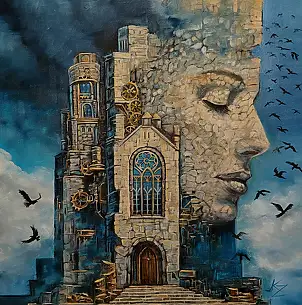 Kinga Zawidlak,  Architektura duszy: Melancholia, Laserunek, Obraz olejny - płótno, 60 x 60