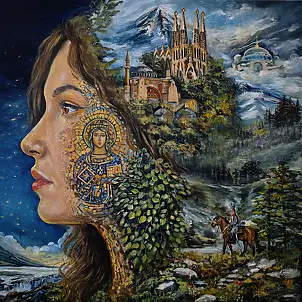 Kinga Zawidlak,  Architektura pamięci, Laserunek, Obraz olejny - płótno, 60 x 60