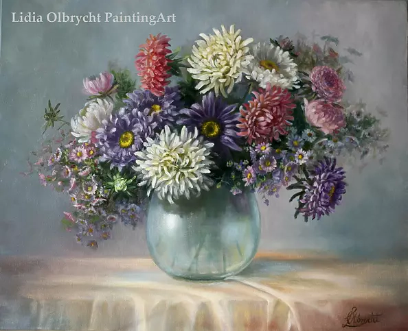 Lidia Olbrycht - Asters - flowers in a vase