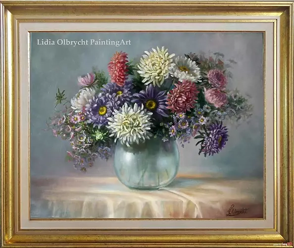 Lidia Olbrycht - Asters - flowers in a vase