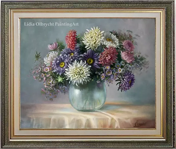 Lidia Olbrycht - Asters - flowers in a vase