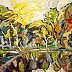 Marcin Stępniowski, Australia, landscape with the sun and rocks, Oil painting - panel, 100 x 70
