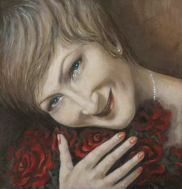 Zofia Świat - Self-portrait with roses
