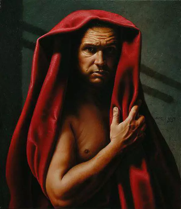 Aurelio Bruni - Autoritratto con cappa rossa