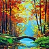 Olha Darchuk - Autumn Pond with Bridge