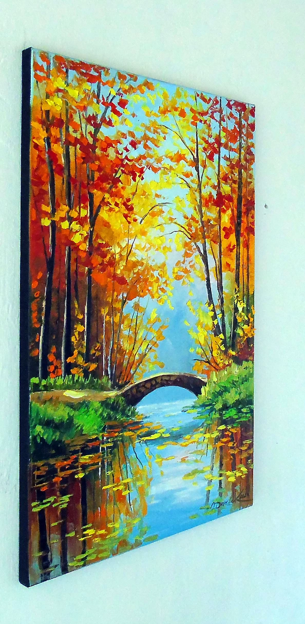 Olha Darchuk - Autumn Pond with Bridge