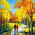 Olha Darchuk, Autumn Stroll in a Vibrant Forest, Oil painting - canvas, 30 x 40