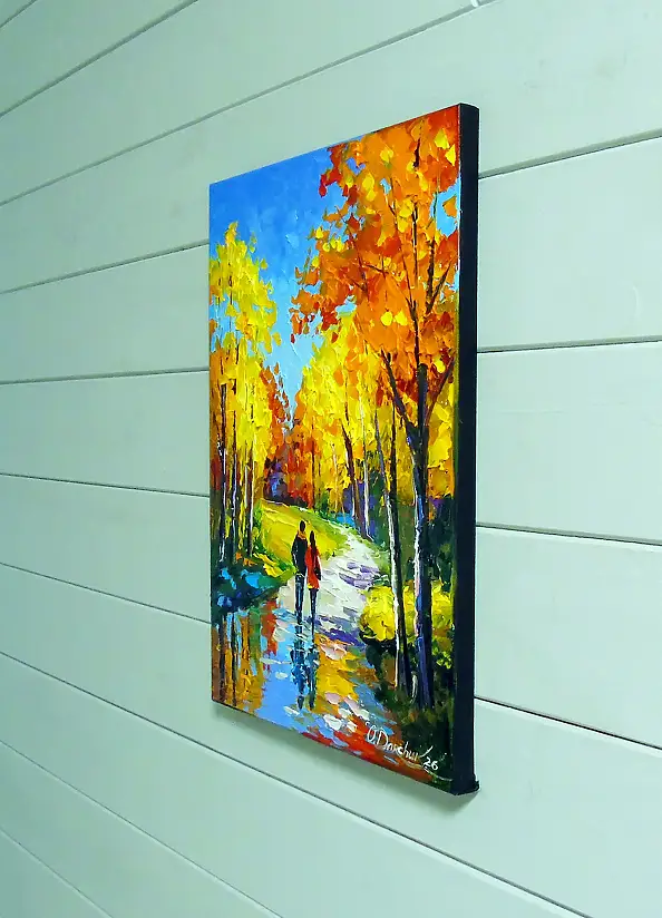 Olha Darchuk, Autumn Stroll in a Vibrant Forest, Oil painting - canvas, 30 x 40