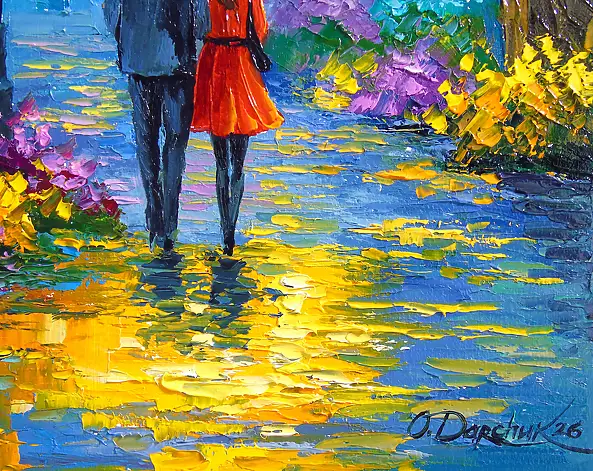 Olha Darchuk, Autumn Warmed by Love , Obraz olejny - płótno, 30 x 40