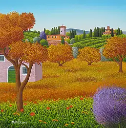 Cesare Marchesini, осень, Масляная картина - холст, 40 x 40