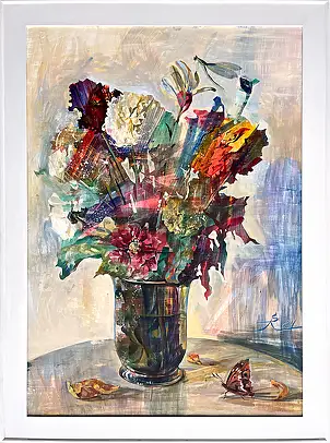 Rita Staszulonok, Autumn flowers, Tempera - karton/tektura, 70 x 100