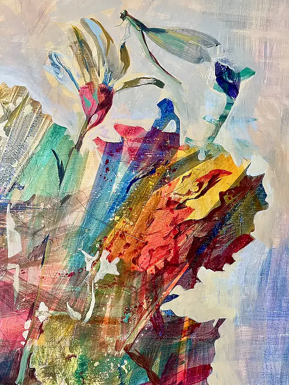 Rita Staszulonok, Autumn flowers, Tempera - karton/tektura, 70 x 100