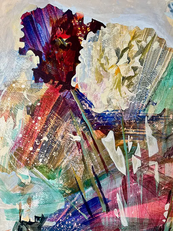 Rita Staszulonok, Autumn flowers, Tempera - karton/tektura, 70 x 100