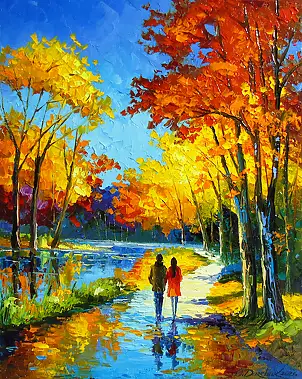 Olha Darchuk, Autumn for Two, Obraz olejny - płótno, 40 x 50