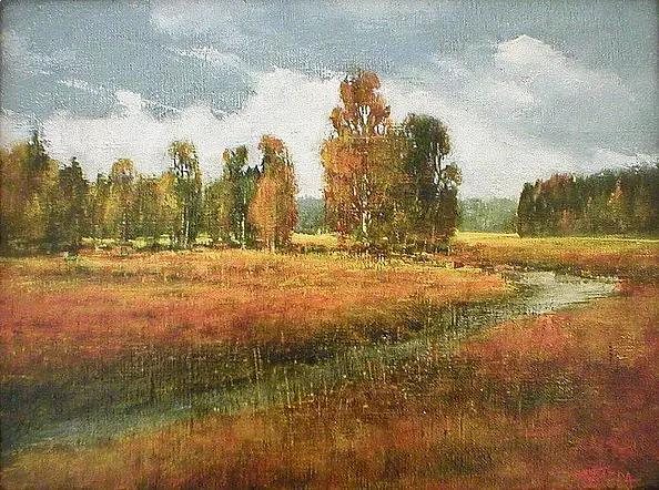 Tadeusz Gazda - Jesienny pejzaż z rzeką