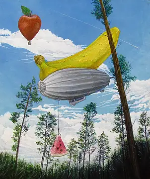 Krzysztof Polaczenko, banane 2015, Acquerelli, Dipinto acrilico - pannello, 25 x 30