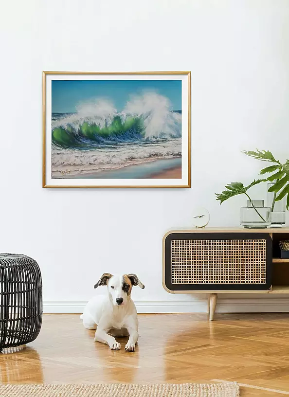 Yana Yeremenko - "BIG WAVE" seascape, pastel drawing