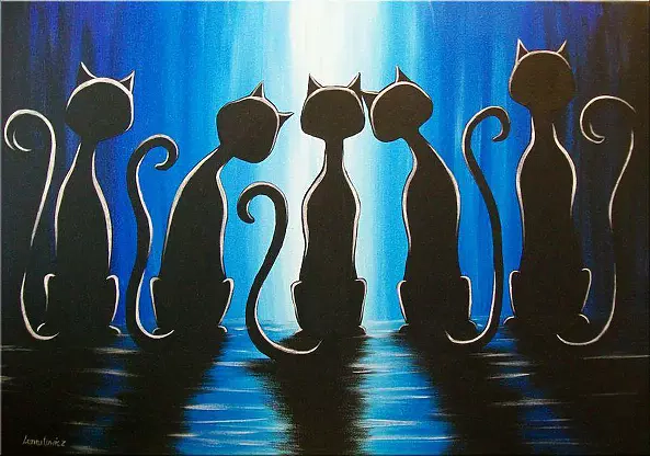 Michał Lenartowicz - BLUE CATS - obraz olejno-akrylowy 50x70cm