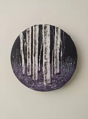 Dariusz Franciszek Różyc, ''BIRCHES'', Acrylic painting - canvas, 15 x 15