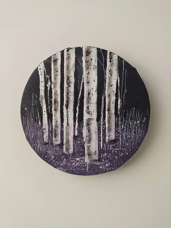 Dariusz Franciszek Różyc, ''BIRCHES'', Acrylic painting - canvas, 15 x 15