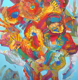 Martyna Kliszewska, БУКЕТ ЛЕТНИХ ЦВЕТОВ, Масляная картина - холст, 100 x 120