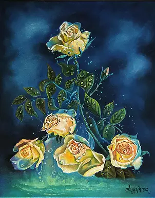 Czesław Szwajkosz - Bouquet of roses in BLUE COLOURS