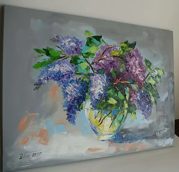 Dorota Łaz - Lilacs in a glass vase