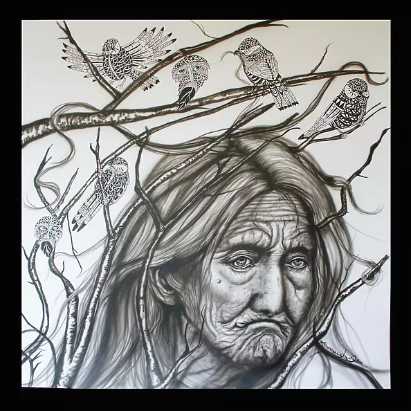 Małgorzata Rzempowska-Skóra - Baba jaga and birds