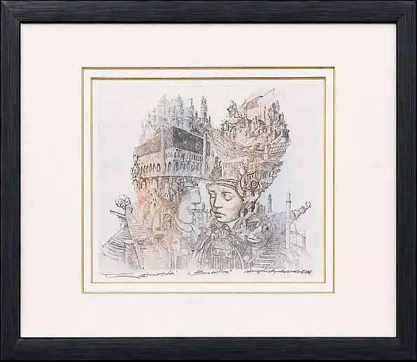 Tomasz Sętowski, Babylon, Etching, Watercolors - paper, 41 x 35