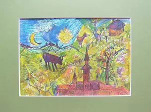 Anna Skowronek - Fairy Tale - hand-painted painting, watercolor, rustic painting