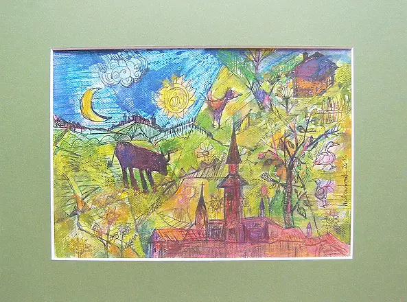 Anna Skowronek - Bajka -  obraz ręcznie malowany, akwarela, rustykalny obraz