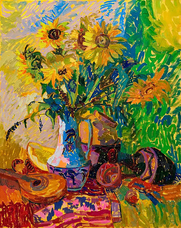 Anastasiia Kurkova, Ballada o słoneczniku, Obraz olejny - płótno, 80 x 100