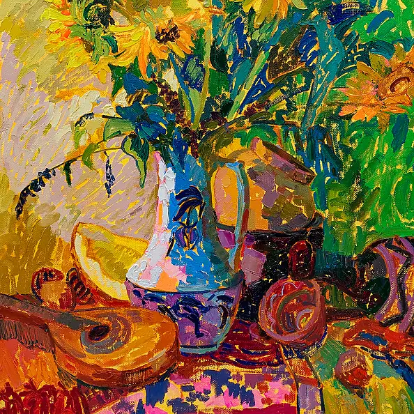 Anastasiia Kurkova, Ballada o słoneczniku, Obraz olejny - płótno, 80 x 100