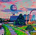 Anastasiia Kurkova, Balon nad miastem, Obraz olejny - płótno, 80 x 60