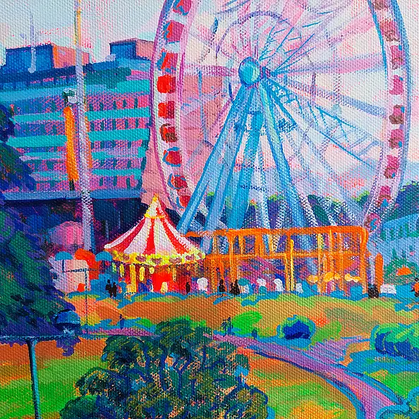 Anastasiia Kurkova, Balon nad miastem, Obraz olejny - płótno, 80 x 60